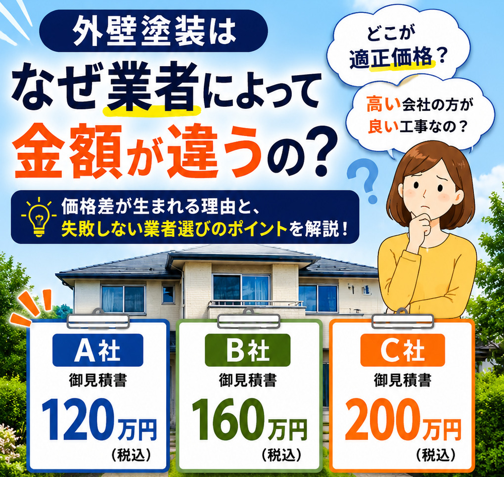 外壁塗装はなぜ業者によって金額が違うの？