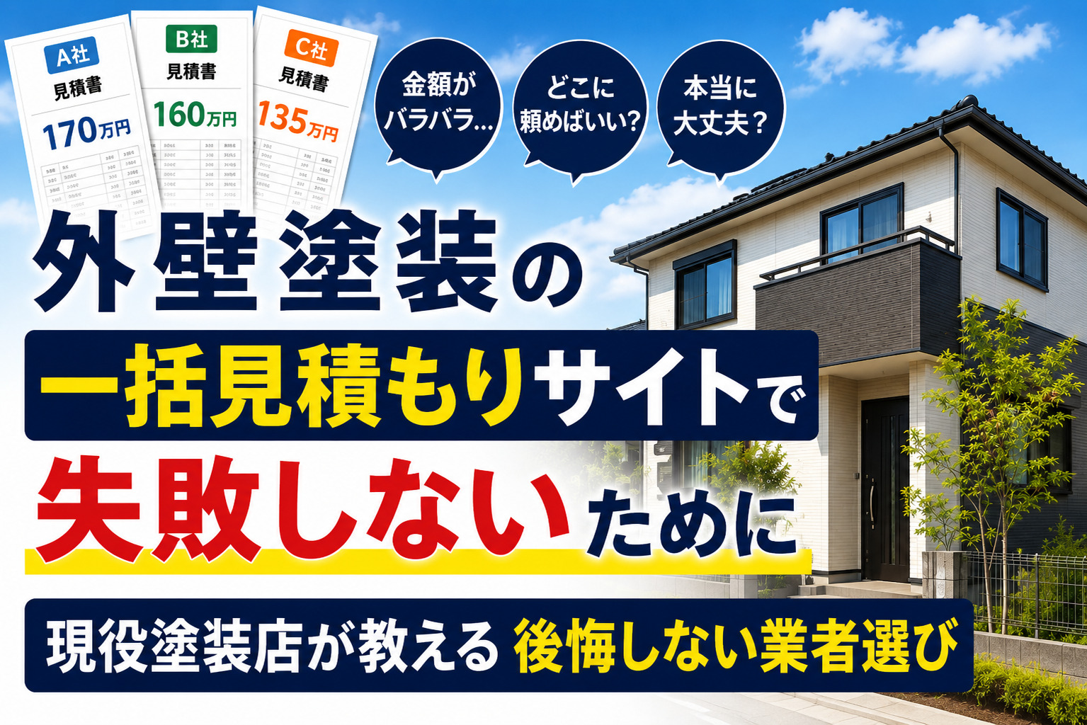 外壁塗装の一括見積もりサイトで失敗しないために