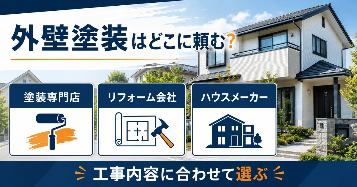塗装専門店・リフォーム会社・ハウスメーカーの3つの依頼先を比較するイメージ