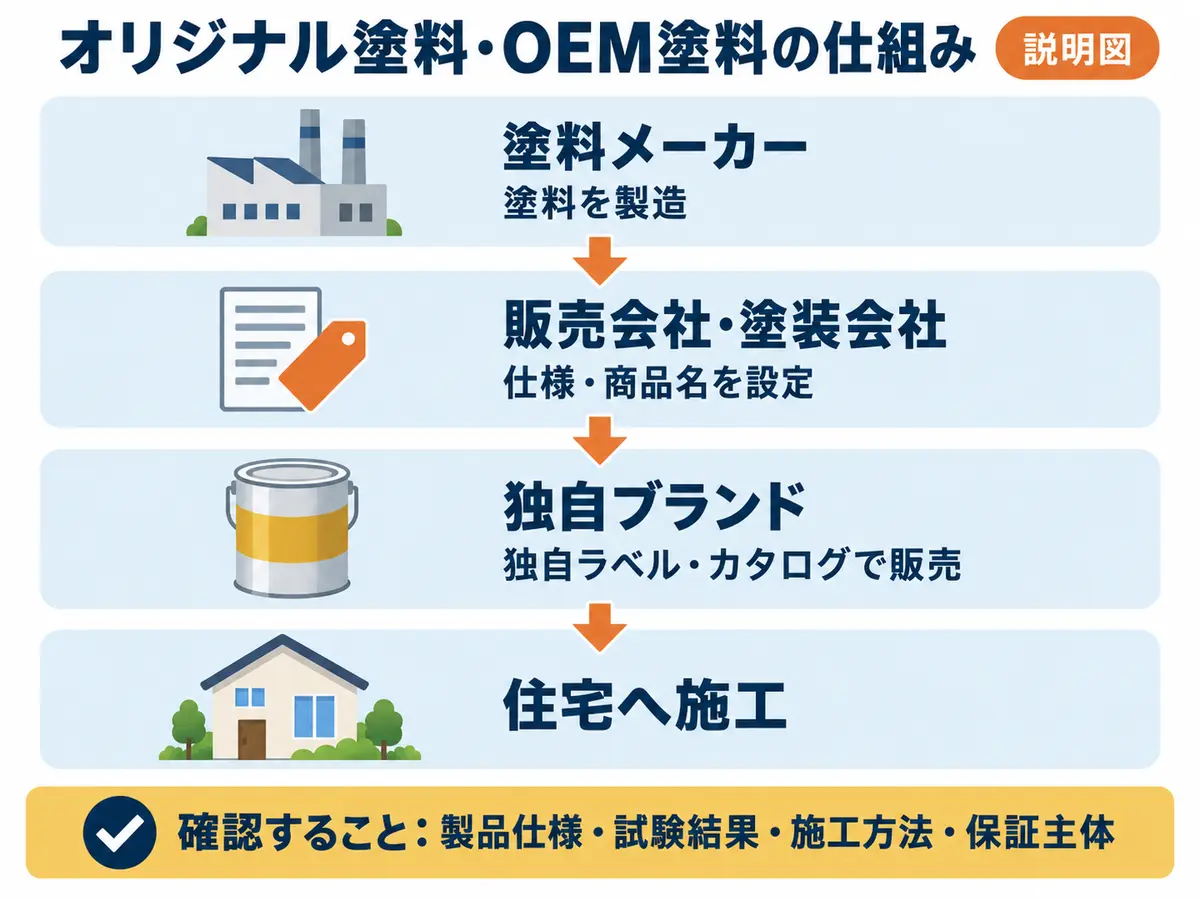 オリジナル塗料とOEM塗料が製造・販売・施工される仕組み