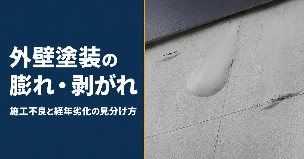 外壁塗装に発生した塗膜の膨れと剥がれ