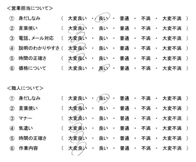 沼津市 I様の声の評価