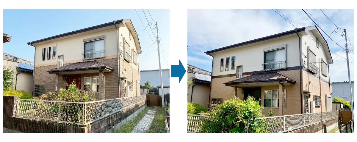 沼津市大塚・築20年住宅の外壁塗装施工前と施工後
