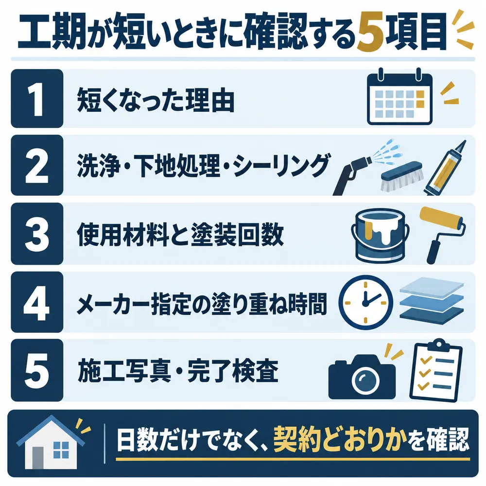 工期が短い場合に確認したい5つの項目